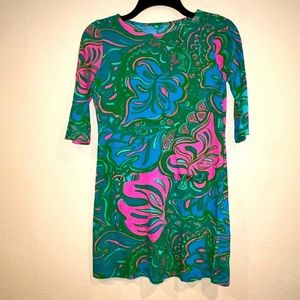 Girls LILLY PULITZER cheetah graphic tropical print dress L 12/14